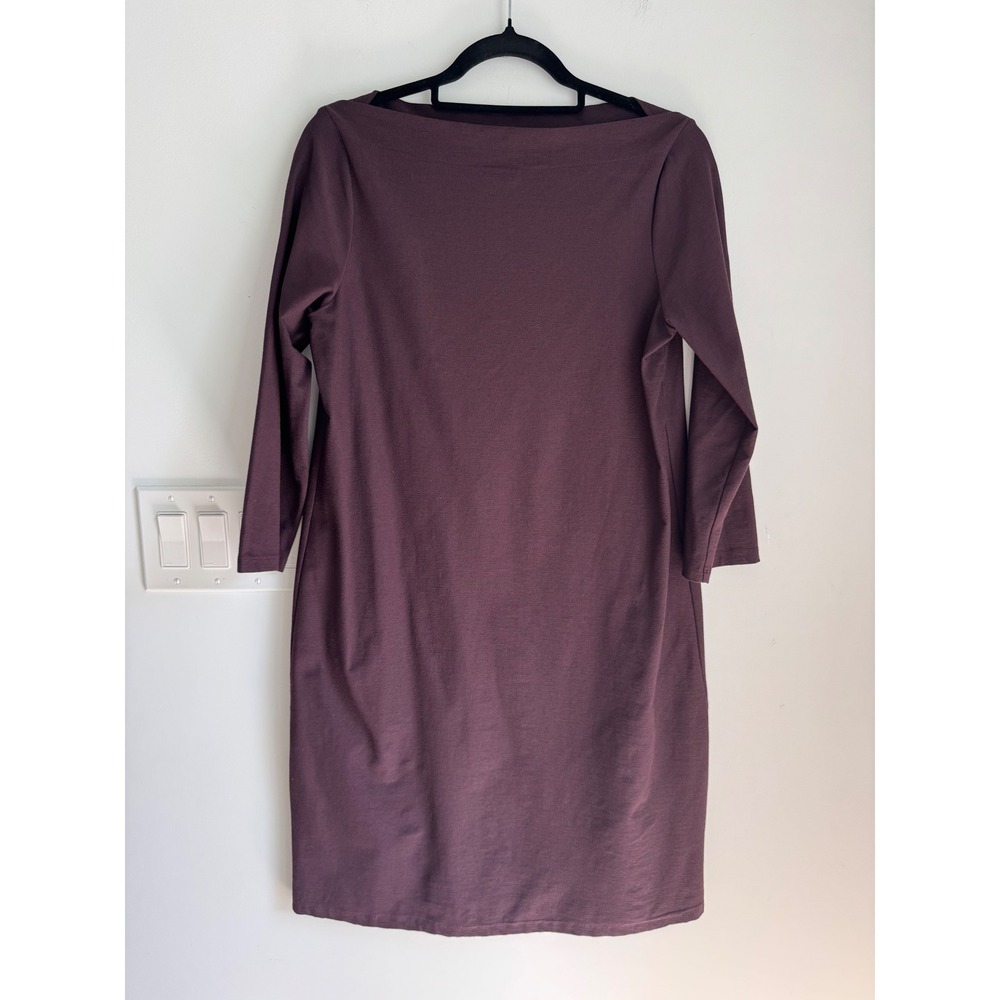 Eileen Fisher Womens Plum Purple Bateau Neck 3/4 Sleeve Shift Dress XS